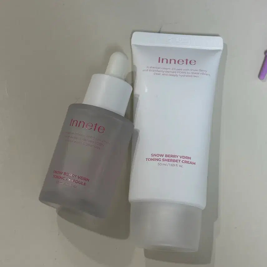 [BUNJANG] Innet Snowberry Toning Sherbet Cream & Ampoule Bundle Set / 일괄 이네트 스노우베리 토닝 셔벗 크림 앰플