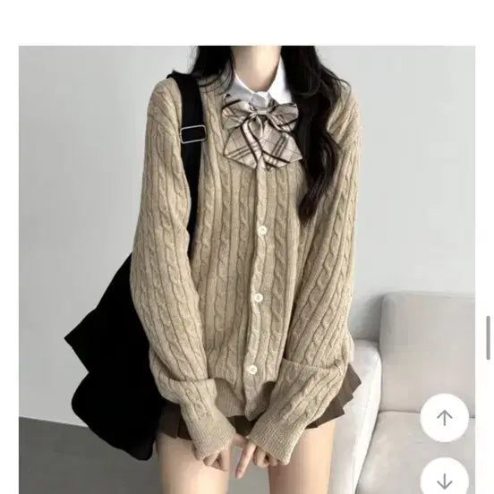 [BUNJANG] Brown Knit Cardigan / 브라운 니트 가디건