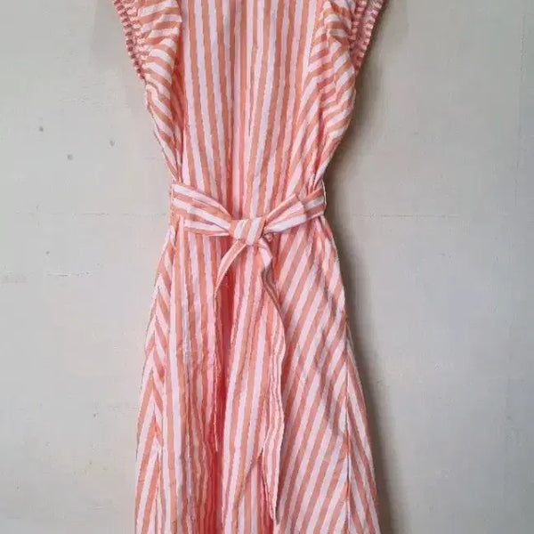 [BUNJANG] Orange Stripe Long Dress / 오렌지 스트라이프 여성 원피스 77