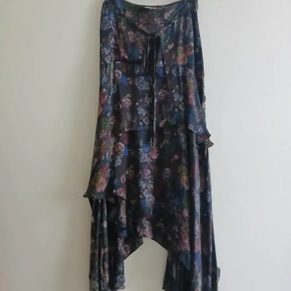 [BUNJANG] IRO Unbalanced Floral Pattern Wrap Skirt / 이로 언밸런스 플로럴 패턴 랩 스커트