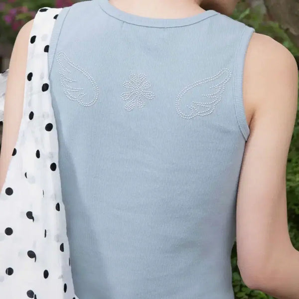 [BUNJANG] Officine Angel Logo Sleeveless Sky Blue / 오피쉬 엔젤 로고 슬리브리스 스카이블루