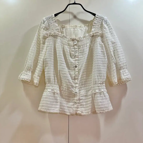 [BUNJANG] Mine by Handsome Square Neck Blouse / 한섬 마인 블라우스