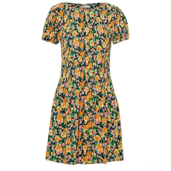 [BUNJANG] Maje Floral Pattern Pleated Short Sleeve Mini Dress / [2] maje 마쥬 플로럴 패턴 플리츠 플리티드 반팔 미니 드레스 원피스