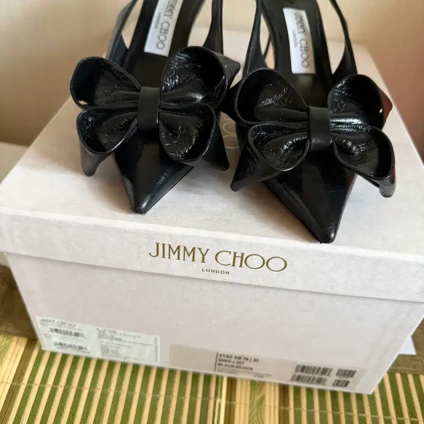 [BUNJANG] Jimmy Choo Patent Leather Big Ribbon Slingbacks / 지미추 에나멜 파텐트 레더 빅 리본 슬링백