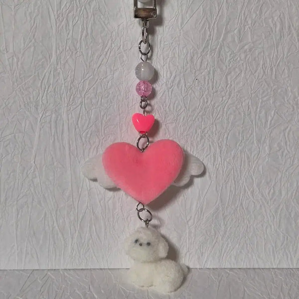 [BUNJANG] Dog Heart Wing Keychain (8 Variants) / 강아지 하트 날개 키링 8종