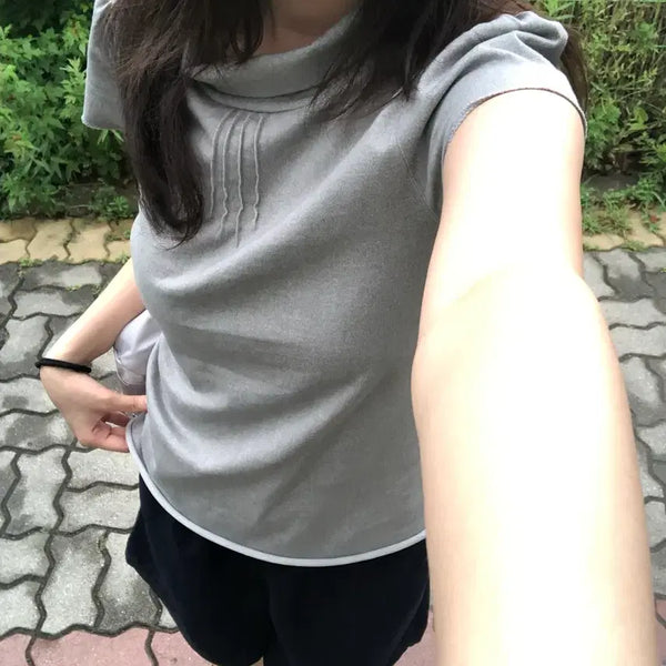 [BUNJANG] Buttery Pin Tuck Short Sleeve T-shirt - Gray / (1회피팅) 택비포함 무신사 버터니 핀턱 반팔 gray