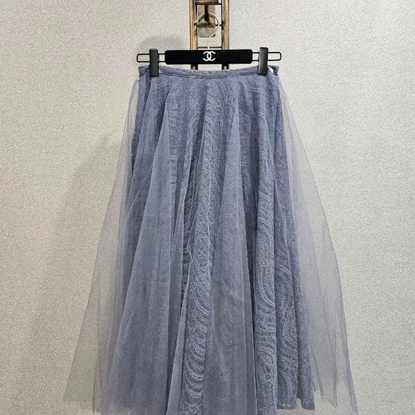[BUNJANG] Lenibon Grey Chiffon Midi Skirt / 레니본