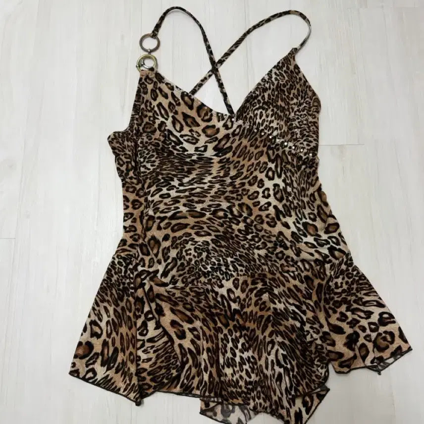[BUNJANG] Vintage Giallo Leopard Print One-Piece Top / 빈티지 갸루 레오파드 원피스 탑