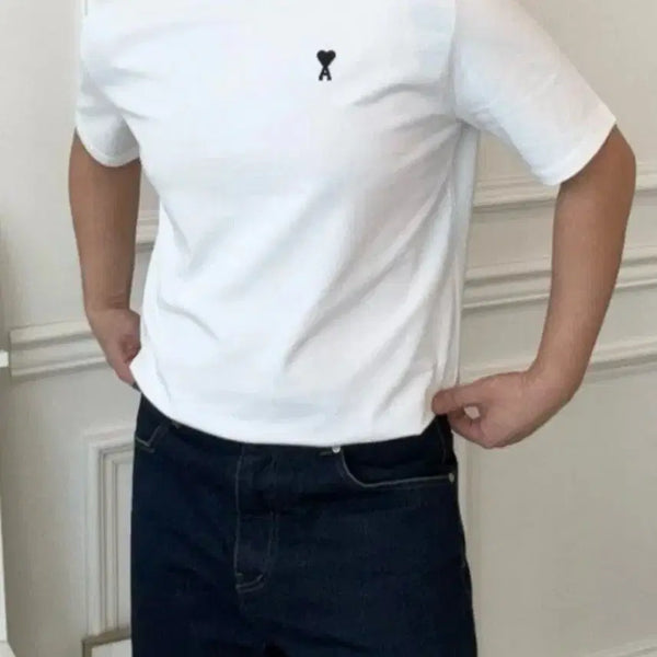 [BUNJANG] AMI Paris Heart Logo Short Sleeve T-Shirt White / AMI 파리스 하트 로고 반팔 티셔츠 화이트 L/XL