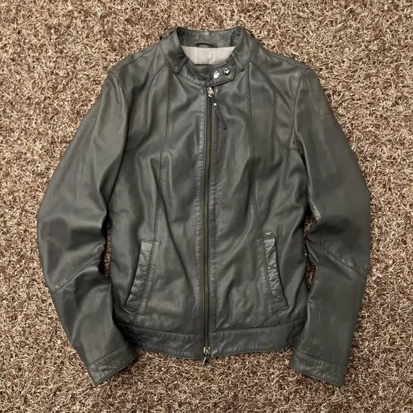 [BUNJANG] Giorgio Armani Lambskin Leather Biker Jacket Two-Way / 38 아르마니 진 양가죽 바이커 투웨이 레더 가죽 자켓