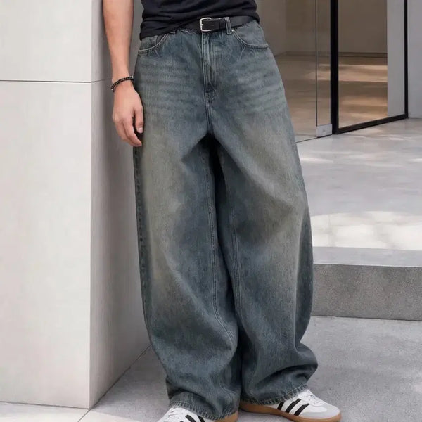 [BUNJANG] Filminate Washed Wide Denim Pants / 필루미네이트 와이드 데님 팬츠 워싱 청바지