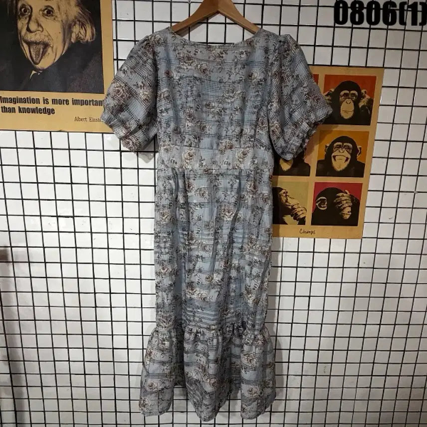 [BUNJANG] Floral Shirring Long Dress M / 꽃무늬 셔링 원피스 M 0806