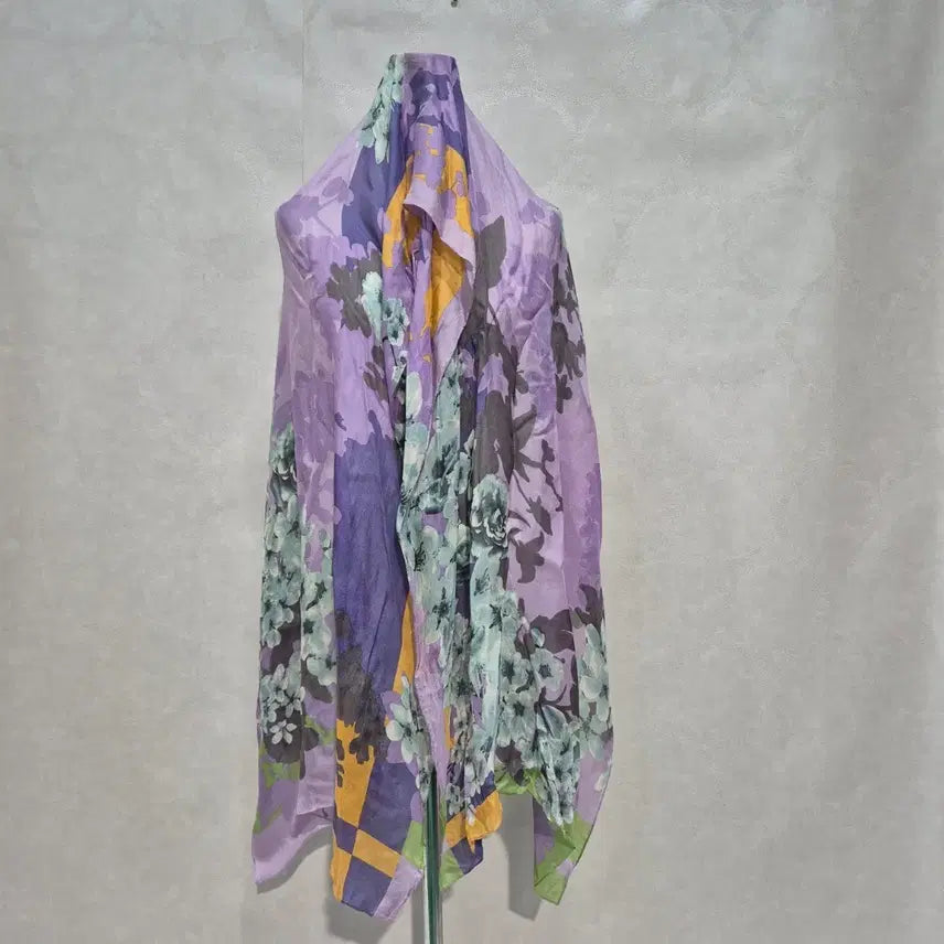 [BUNJANG] Daks Floral Silk Scarf Purple / 닥스 꽃무늬 실크 스카프 보라