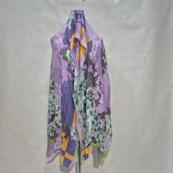 [BUNJANG] Daks Floral Silk Scarf Purple / 닥스 꽃무늬 실크 스카프 보라