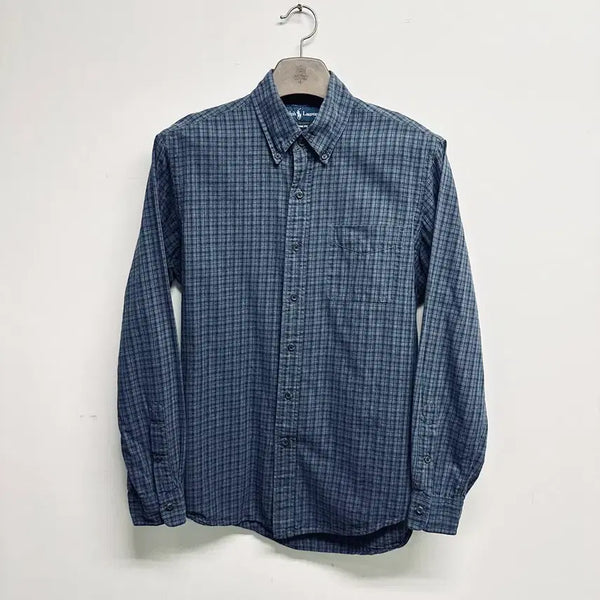 [BUNJANG] Ralph Lauren Custom Fit Blue Plaid Long Sleeve Shirt / 랄프로렌(Ralph Lauren) 블루 계열 / 체크 패턴 커스텀핏 긴팔 셔츠 (표기 M / 실측 남성 100)