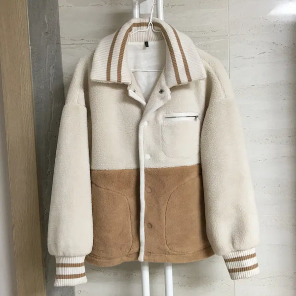 [BUNJANG] Benetton Knit Colorblock Fleece Jacket Size 95 / 베네통 니트 배색 후리스 자켓 95