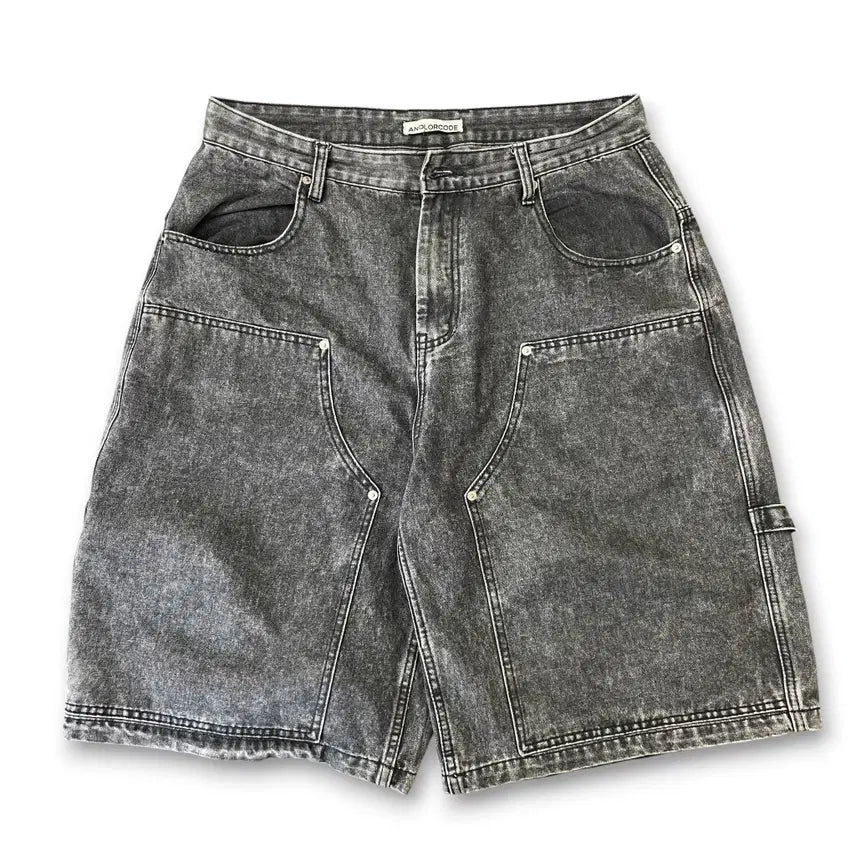 [BUNJANG] Analog Code Black Denim Double Knee Bermuda Shorts L / 어널러코드 흑청 더블니 버뮤다팬츠 L