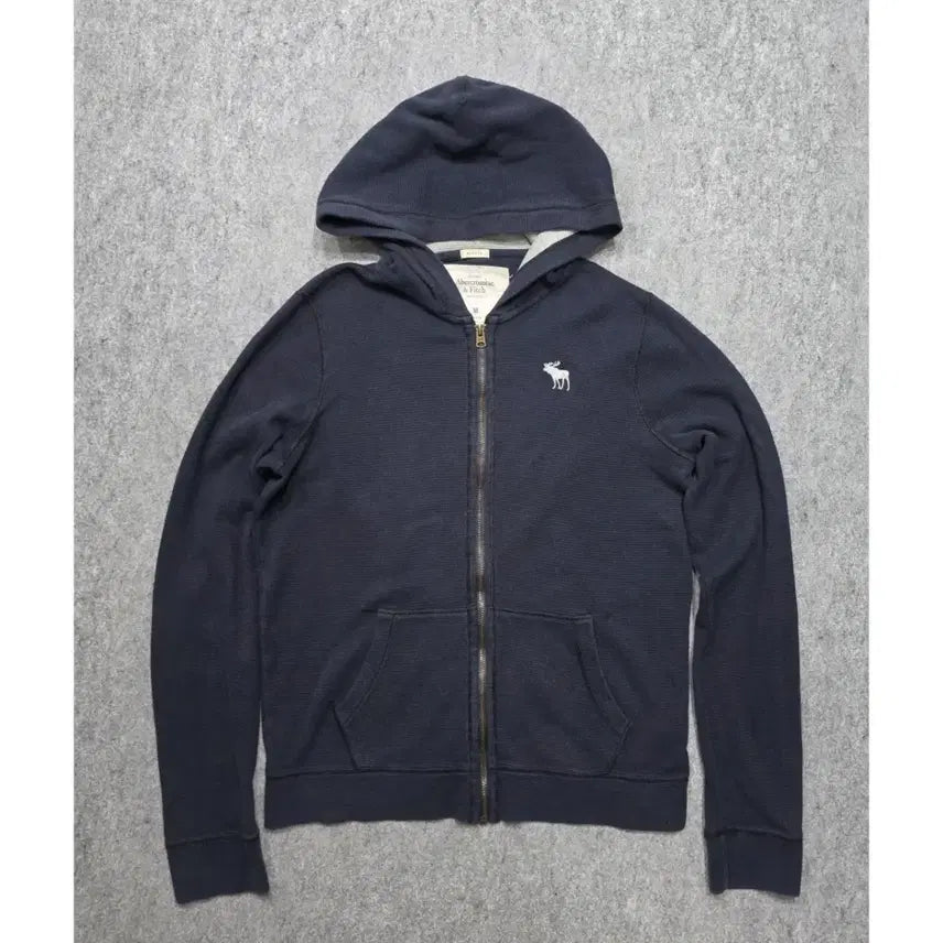 [BUNJANG] Abercrombie & Fitch Reindeer Embroidery Muscle Fit Waffle Full Zip Hoodie M / 아베크롬비 앤 피치 순록 자수 머슬핏 와플 풀집 후드집업 M
