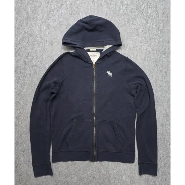 [BUNJANG] Abercrombie & Fitch Reindeer Embroidery Muscle Fit Waffle Full Zip Hoodie M / 아베크롬비 앤 피치 순록 자수 머슬핏 와플 풀집 후드집업 M