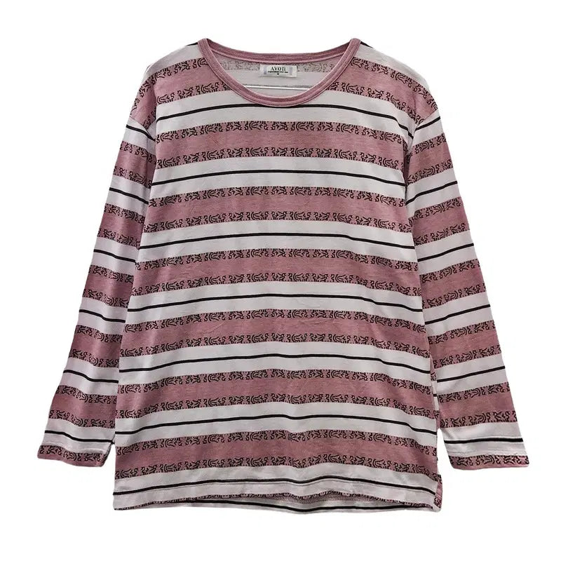 [BUNJANG] Bohemian Mori Ethnic Stripe Long Sleeve T-shirt M / 보헤미안 모리 에스닉 스트라이프 긴팔 티 M