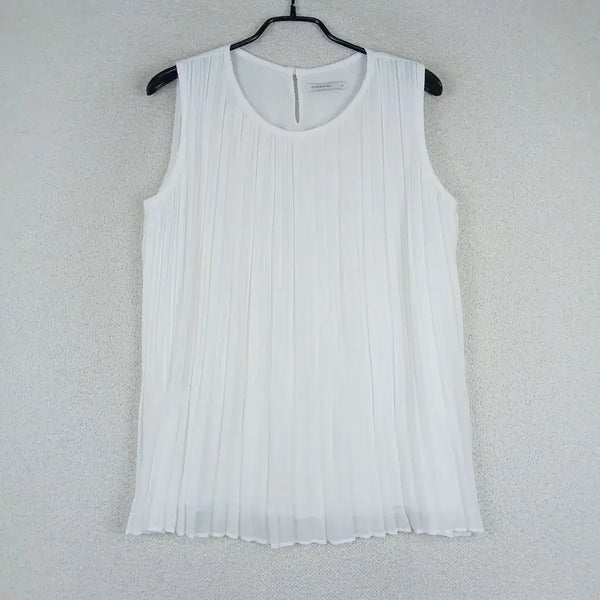 [BUNJANG] Chatelaine Women's White Pleated Sleeveless Blouse (Size 90) / 샤트렌 여성 화이트 플리츠 민소매 블라우스(90)