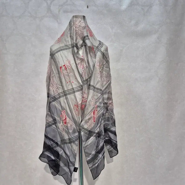 [BUNJANG] Daks Check Pattern Carriage Print Scarf / 닥스 체크 문양 마차 프린트 스카프