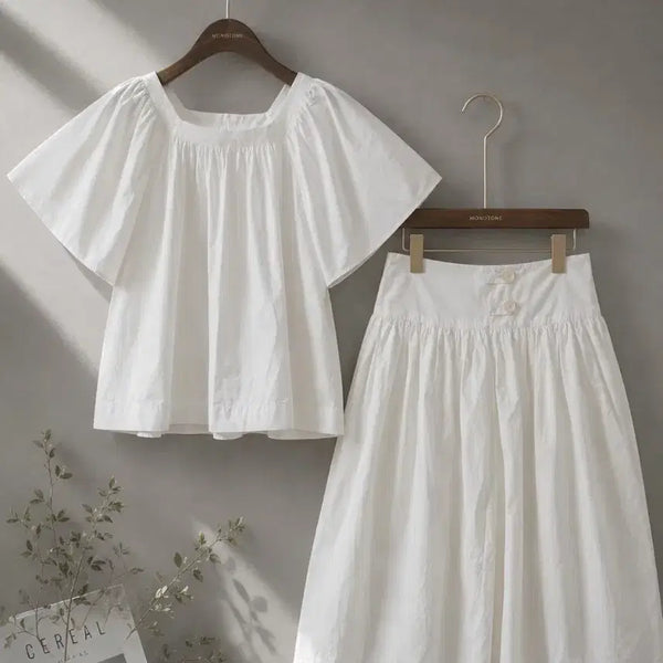 [BUNJANG] White Cotton Seersucker Blouse / 화이트 코튼 바스락 블라우스 F