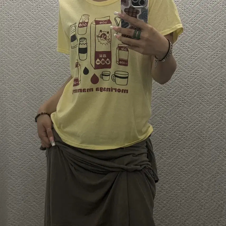 [BUNJANG] Vintage Japan Banana Yellow Milk T-Shirt / 빈티지 재팬 바나나 옐로우 밀크 키치 반팔티 K0561