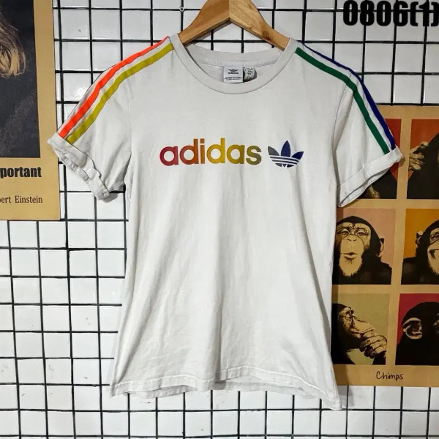 [BUNJANG] Adidas Rainbow Logo Short Sleeve T-Shirt Size S / 아디다스 반팔티 레인보우 S 0806