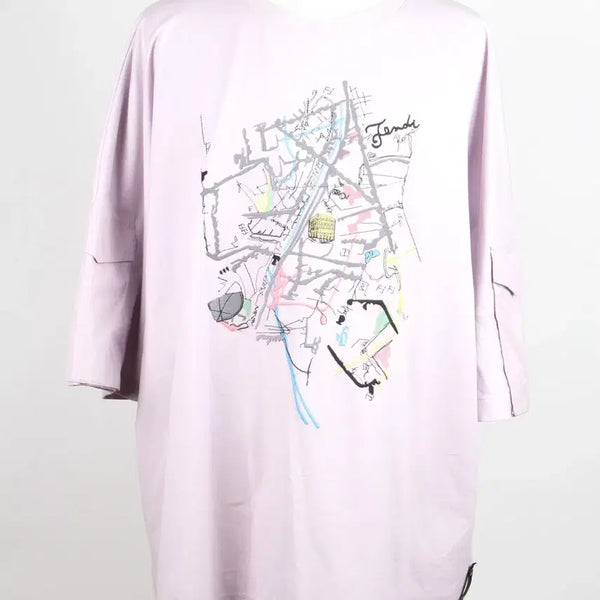[BUNJANG] Fendi Map Graphic Short Sleeve T-Shirt Lavender XL / [정품/한정판] 펜디 맵 그래픽 반팔 티셔츠 라벤더 XL / 105