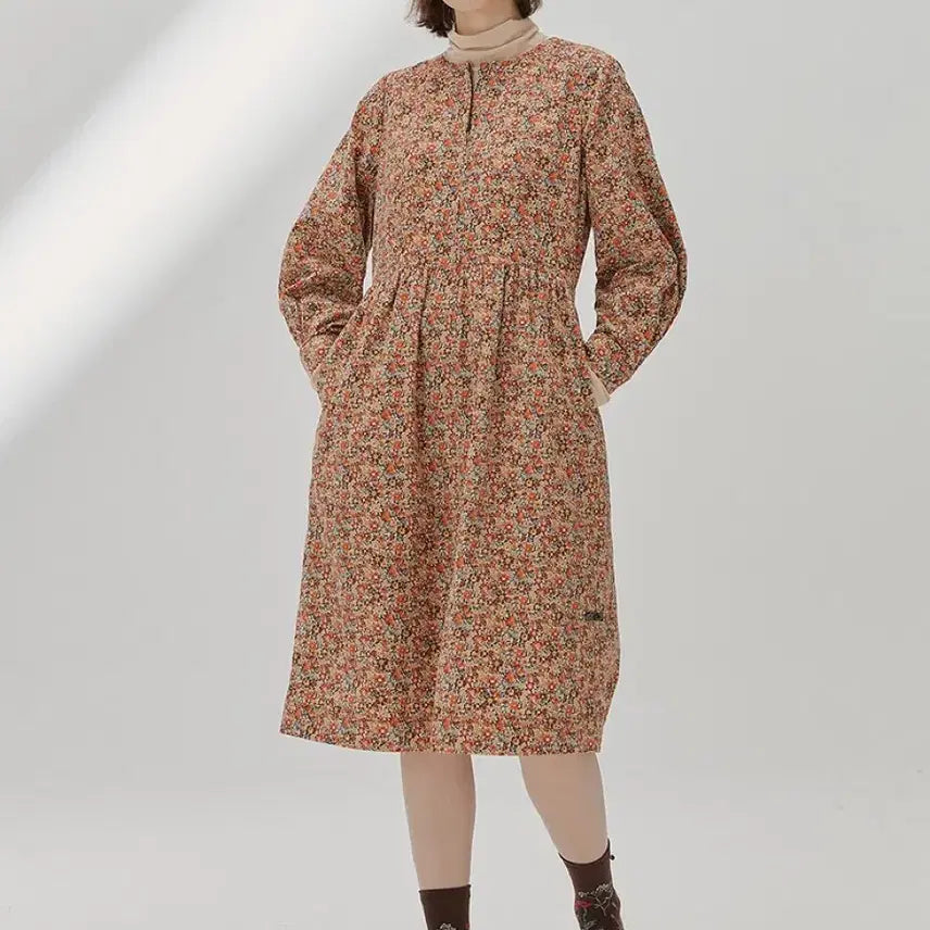 [BUNJANG] Thursday Island Zipper Closure Corduroy Floral Dress / 써스데이아일랜드 지퍼 여밈 코듀로이 골덴 잔꽃 원피스