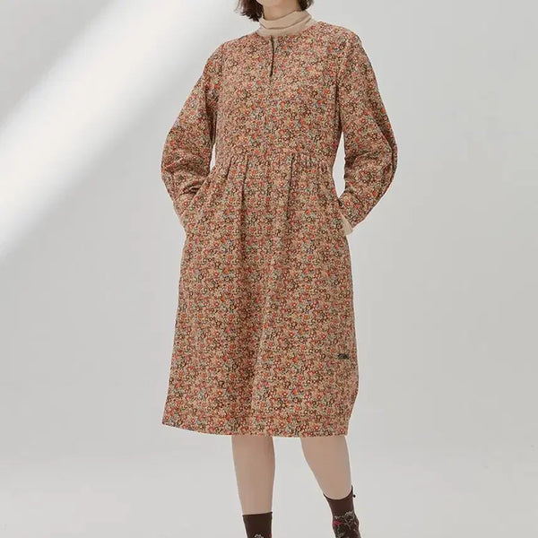 [BUNJANG] Thursday Island Zipper Closure Corduroy Floral Dress / 써스데이아일랜드 지퍼 여밈 코듀로이 골덴 잔꽃 원피스