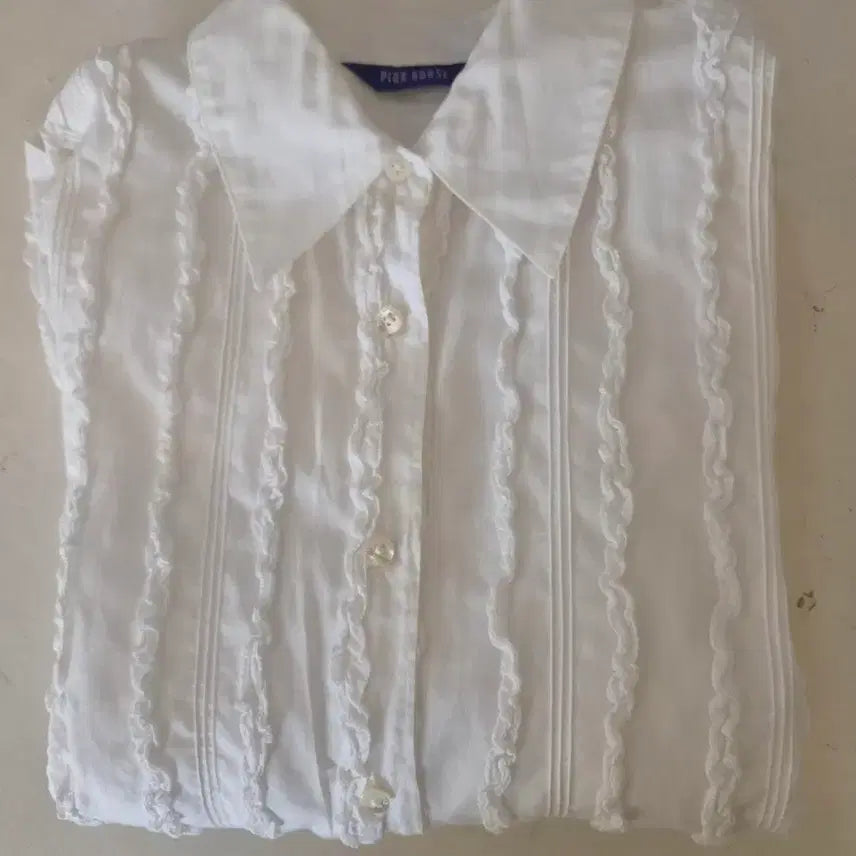 [BUNJANG] Pink House Frill Blouse White / 핑크하우스 프릴 블라우스 화이트