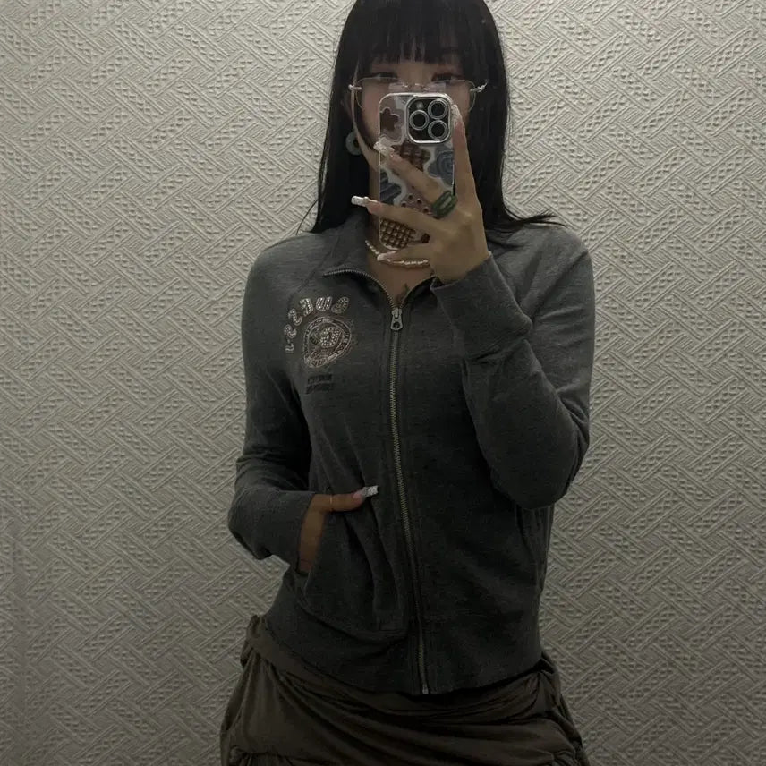 [BUNJANG] Guess Vintage Y2K Retro Sequin Zip-Up Sweatshirt K0563 / 게스 빈티지 Y2K 레트로 갸루 스팽글 키치 스웻 집업 K0563