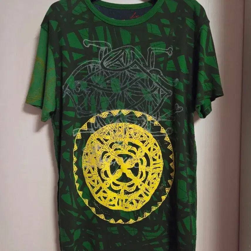 [BUNJANG] Desigual Green Print T-Shirt / 데시구알 초록프린트 반팔티셔츠