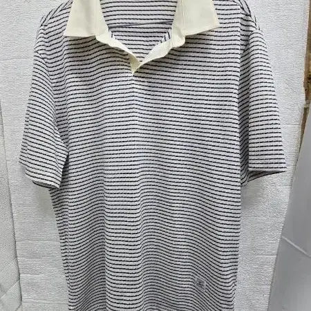 [BUNJANG] Geometric Stripe Short Sleeve Polo Shirt Beige / Pat기하학 스트라이프 반팔 카라티 베이지