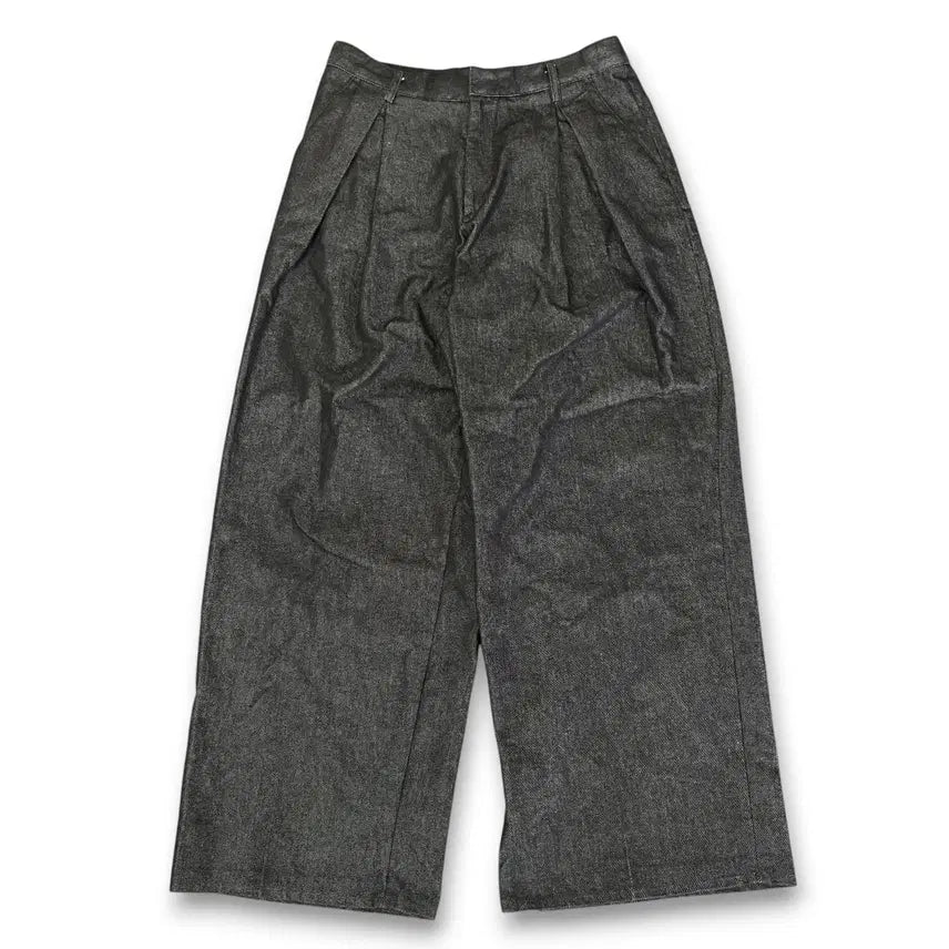 [BUNJANG] DEJA VU Black Indigo Raw Denim Two-Pleat Wide Pants (M) / 데자부 흑청 생지 투턱 와이드 팬츠 M
