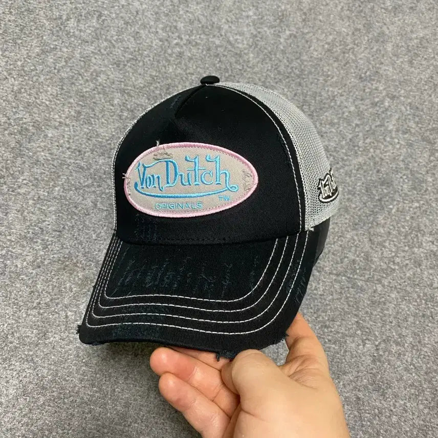 [BUNJANG] Von Dutch Damage Wash Trucker Mesh Cap Retro Street Hat / 본더치 Von Dutch데미지 워시 트러커 메쉬 캡 레트로 스트릿모자