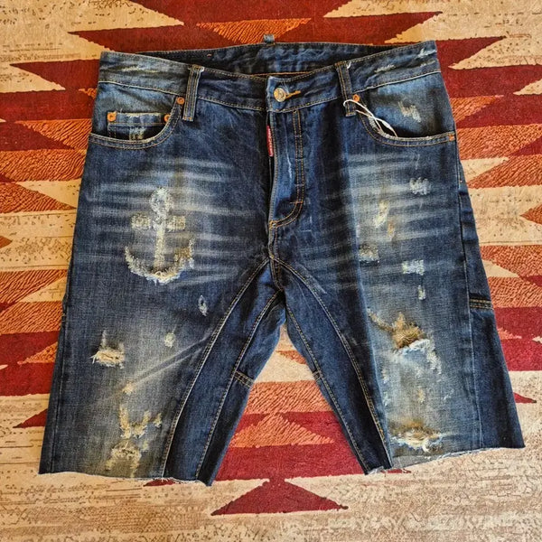 [BUNJANG] Dsquared2 Distressed Denim Shorts / 디스퀘어드2 디스트로이드 찢청 데미지 데님 팬츠 반바지 (32)