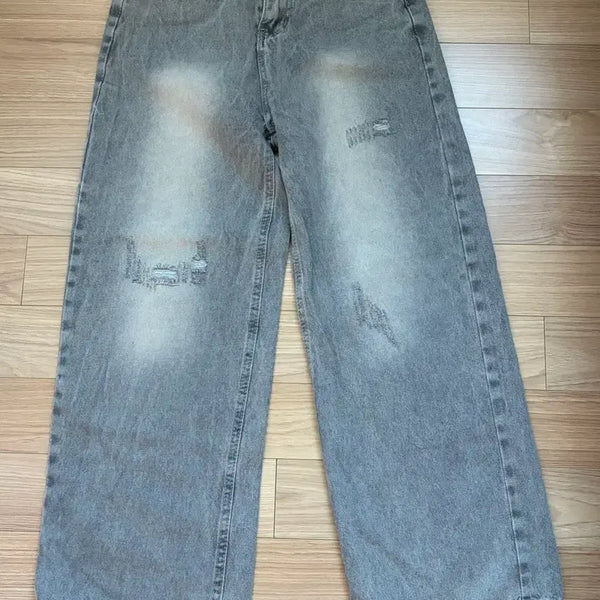 [BUNJANG] Gray Tone Wide Denim Pants / 그레이 톤 와이드 데님 팬츠