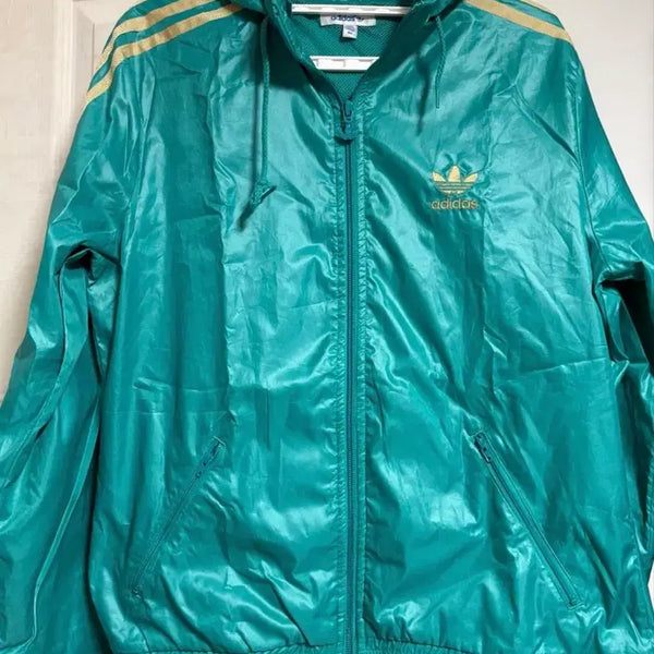 [BUNJANG] Adidas Originals Windbreaker Jacket Mint Gold Logo / 아디다스 오리지널바람막이 민트(사용감없음)