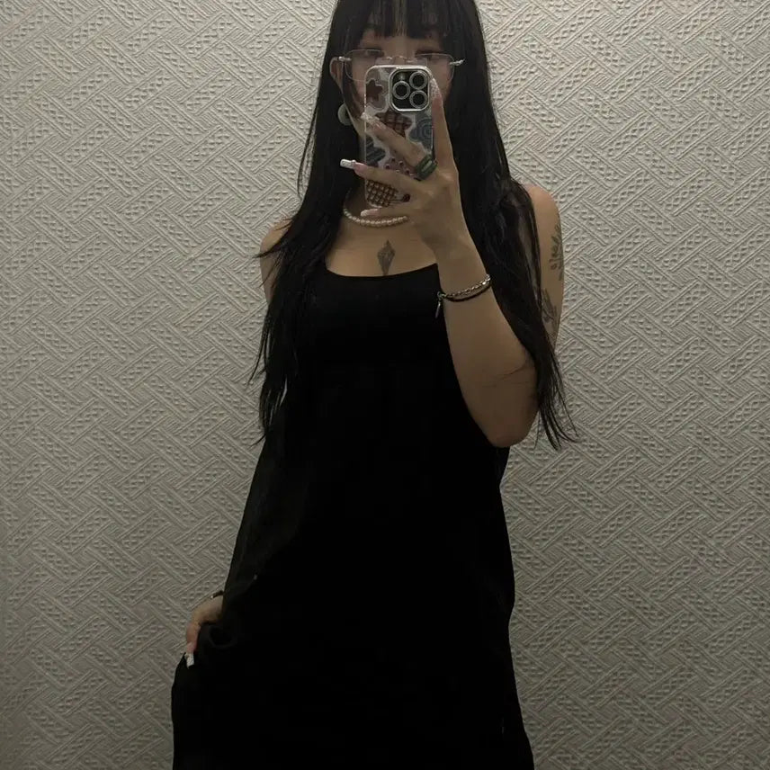 [BUNJANG] Vintage Japan Gothic Mori Long Sleeveless Top / 빈티지 재팬 고딕 고스 모리 롱 슬리브리스 나시 K0569