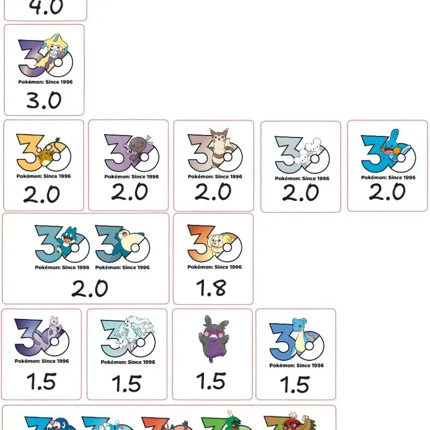 [BUNJANG] Pokemon 30th Anniversary Logo Stickers - Glaceon & Others / 포켓몬 30주년 로고 스티커 양도 팩 글레이시아 외