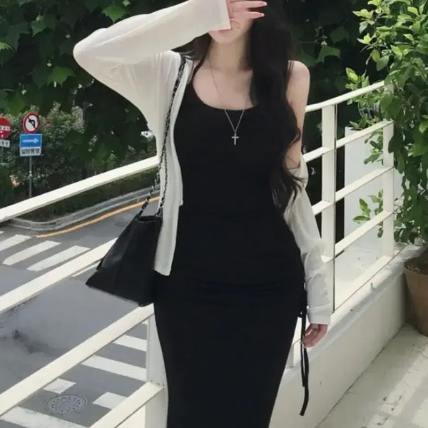 [BUNJANG] Shirring Long Skirt (Black) / 셔링 롱스커트 (블랙)