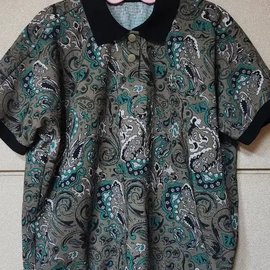 [BUNJANG] Saint Andrews Paisley Short Sleeve Polo Shirt / 세인트앤드류스 페이즐리 반팔 카라 티셔츠 90  루즈핏