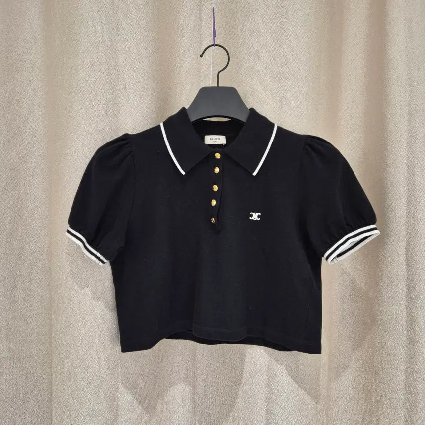 [BUNJANG] Celine Triomphe Cropped Polo Shirt - Size S / (S)셀린느 트리옹프 크롭 폴로 셔츠