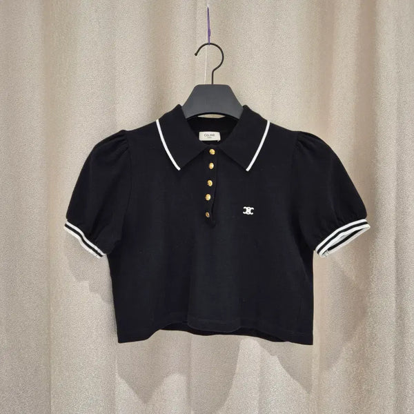 [BUNJANG] Celine Triomphe Cropped Polo Shirt - Size S / (S)셀린느 트리옹프 크롭 폴로 셔츠