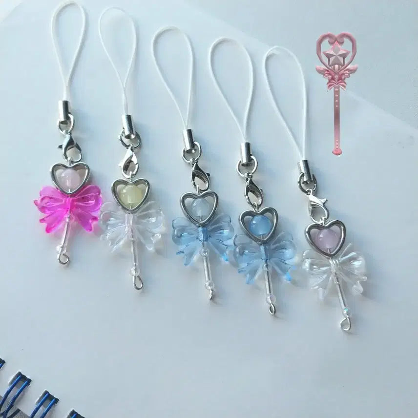 [BUNJANG] Magical Girl Heart Wand Beaded Keychain / 마법소녀 하트 마법봉 비즈키링