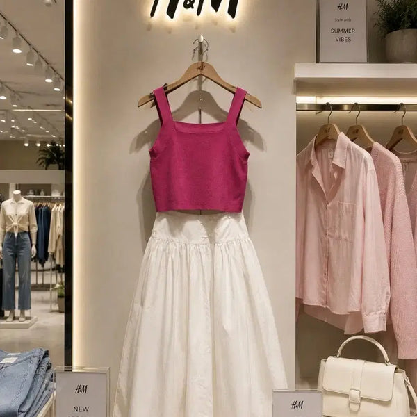 [BUNJANG] H&M Pink Crop Knit Top / H&M 핑크 크롭 니트 탑