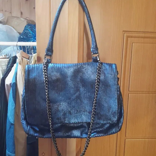 [BUNJANG] Havianu Blue Chain Shoulder Bag / 하비아누 블루 체인 숄더백